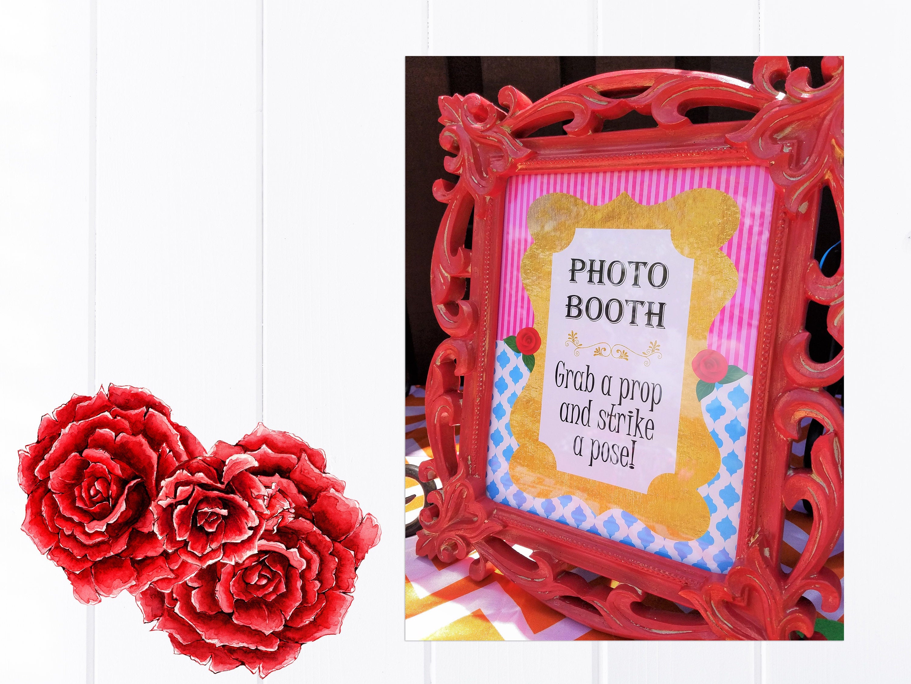 Alice in Wonderland Inspired Photo Booth Table Sign, Colorful Design in ...