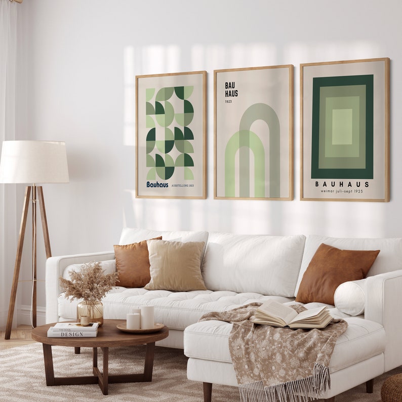 Bauhaus Poster Set of 3 Bauhaus Exhibition Green Bauhaus Wall - Etsy