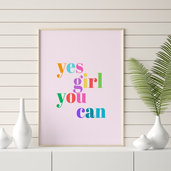 Yes Girl You Can Wall Art Etsy