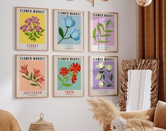 Flower Market prints Set of 6, Flower Market wall art ,Flower Market Poster, Digital Prints