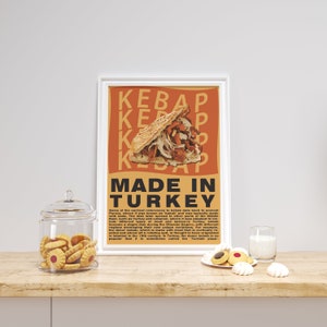 Kebap Kitchen Poster, Food Print, Modern Kitchen Decor, Turkish Turkey, Modern Wall Art, Kebab , Doner deutschland