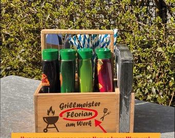 Cestello per griglia, regalo per grigliate, accessorio per grigliate, regalo per uomo, grigliate, portautensili per grigliate, portagriglia in legno