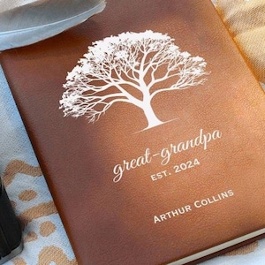Personalized Oak Tree Great Grandpa Journal - Great Grandpa Gift, Great Grandfather Gift, Baby Reveal Great Gandparents, Birth Announcement