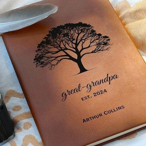 Personalized Oak Tree Great Grandpa Journal - Great Grandpa Gift, Great Grandfather Gift, Baby Reveal Great Gandparents, Birth Announcement