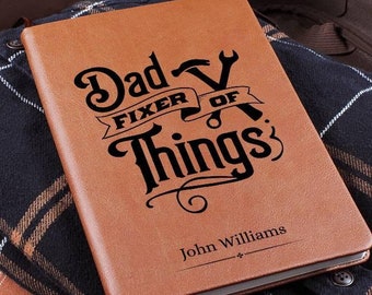 Journal personnalisé gravé pour papa - Cadeau pour la fête des pères, cadeau d'une femme, d'un mécanicien, d'un mécanicien, d'un enfant à tout faire, d'un cadeau pour un papa, d'un cadeau pour mari