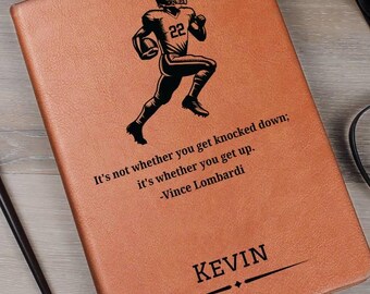 Diario de fútbol personalizado, cuaderno para entrenador, libro de jugador de fútbol, cuaderno con texto personalizado, diario personalizado, regalo de entrenador de fútbol para hijo
