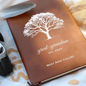Personalized Oak Great Grandma Journal, Great Grandma Gift, Great Grandmother Gift, Baby Reveal Gandparents Birth Announcement, Grammy gifts