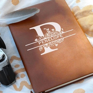 Personalized Monogram Vegan Leather Journal, Christmas Gift for her, Monogram Journal, Laser Engraved Leather Journal, Engraved Journal Gift