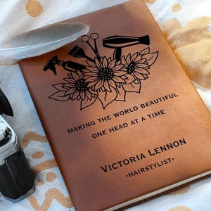 Personalized Hairstylist Flower Journal - Gift for Hair stylist, salon decor, hairdresser gift, hair stylist gift, custom hairstylist gift