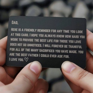Tarjeta del Día del Padre - Tarjeta de billetera, regalo del Día del Padre, regalo para papá, de hijo, de hija, tarjeta de billetera grabada, regalo perfecto para papá,