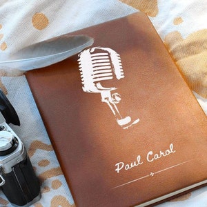 Classic Microphone Journal - Personalized Lyric Journal, Gift for Singer, Songwriter, Gift for Artist, Gift for DJ, Podcast, Speaker