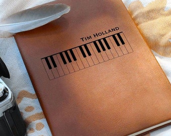 Diario lírico de piano personalizado - Cuaderno de compositores personalizado Diario de canciones de músicos Diario de escritor lírico Escritura de cuaderno de música Composición de canciones