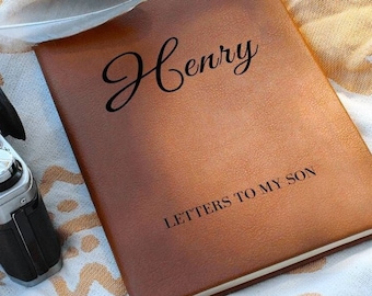 Letters To My Son, Personalized Name, Pregnancy Journal, Customized Baby Boy Shower Gift for New Mom & Dad, Child Memory Book, Gift for Son