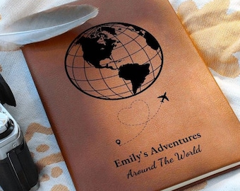 Custom Travel Journal - Mothers Day Gift, Trip Planner, Traveling Journal Personalized Travel Diary, Travel Gift, Adventure Journal Book