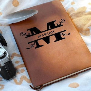 Personalized Monogram Vegan Leather Journal, Christmas Gift for her, Monogram Journal, Laser Engraved Leather Journal, Engraved Journal Gift