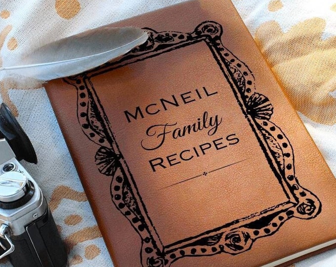 Personalized Family Recipe Book, personalized recipe book, blank recipe book, family cookbook, recipe book, leather recipe book, Heirloom