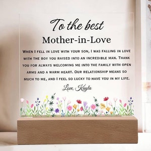 Wildflower Mother In Love Acrylic Sign - Mother of the Groom Gift - Perfect Mother in law gift, Mother in law Christmas gift, Wedding Gift