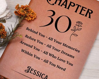 30th Birthday Gift for Her, Chapter 30 Name Journal, Flower Birthday Notebook, Personalized 30 Years Old Birthday for Daughter, Friend Niece