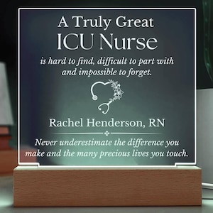 Personalized ICU Nurse Sign, Nurse Graduation Gifts, Intensive Care Nurse Appreciation Gift, RN Gift, Thank You ICU Nurse Gift, Nurse Week