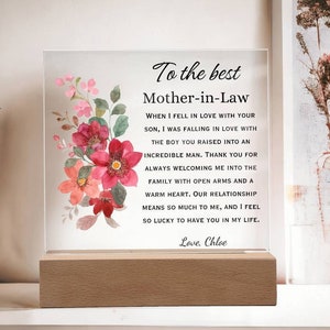 Personalized Watercolor Mother in law wedding gift, Gift for Mother-In-Law from daughter in law, Mother&#39;s Day Gift, Mother of the Groom Gift