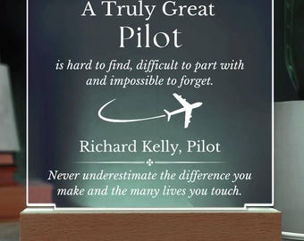 Benutzerdefinierte Acryl Pilot Zeichen, Geschenk für Pilot, Aviator Geschenk, Abschlussgeschenk der Flugschule, Danke Pilot Geschenke für Männer, Luftfahrt Flugzeug Geschenke