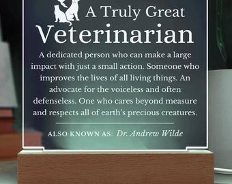 Truly Great Veterinarian - Personalized Veterinarian Gift Sign , Vet Notes, Veterinary Gift, Veterinarian Office, Vet School Graduation
