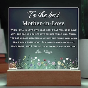 Wildflower Mother In Love Acrylic Sign - Personalized Mother of the Groom Gift - Mother in law gift, Mother in law Christmas Wedding Gift