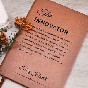 The Innovator Personalized Journal, Team employee gift, Corporate Employee Appreciation Gifts, Gift for Leader, Inspirational Gift Christmas