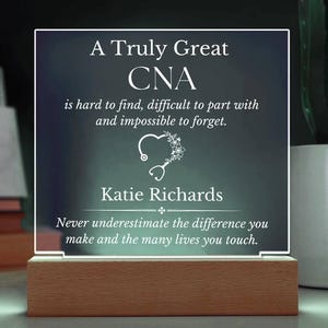 Personalized CNA Night Light Sign, Certified Nursing Assistant Gift, Gift Nurse Appreciation, CNA Week Graduation Gift, Healthcare Worker