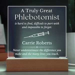 Personalized Phlebotomist Sign, Phlebotomy Tech, Lab Tech Gift, Phlebotomy Tech Night Light, Custom Phlebotomy Lab, Gift for Phlebotomist