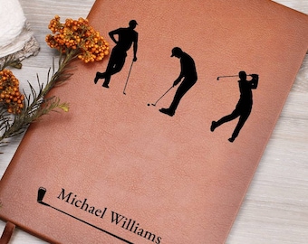 Golf Silhouette Journal - Fathers Day Gift Golf, First Fathers Day, Personalized Gift For Him, Golf Coach Gift, For Grandpa, Gift for Dad