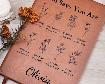 Personalized Prayer Journal For Women - Positive Affirmations, Christian Easter Gift Journal, God Says You Are, Religious Gift for Girls