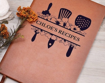 Personalized Recipe Book- Custom Cookbook- Personalized Name Recipe Book - Family Cook Book- Family Chef- Cooking Journal, Learning To Cook