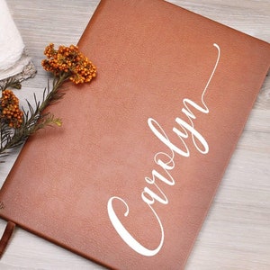 Diário personalizado para mulheres, diário de couro vegano personalizado com nome, diário de memória personalizado, diário de vida para mulheres, presente para filha