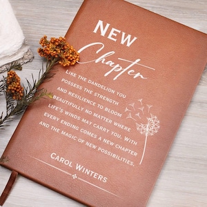 New Chapter Dandelion Journal - New Beginnings Gift, New Job, Retirement Gifts for Women, Retirement of Coworker, Corporate Gifts, Boss