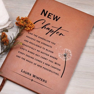New Chapter Dandelion Journal - New Beginnings Gift, New Job, Retirement Gifts for Women, Retirement of Coworker, Corporate Gifts, Boss