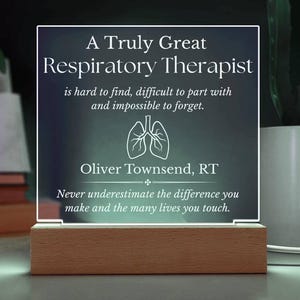 Custom Respiratory Therapist Sign Personalized Respiratory Therapist RT Gift, Respiratory Therapy Graduation Gift Recognition Thank You Gift