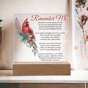 Cardinal Remember Me Poem Keepsake - Bereavement Gift, Remembrance Gift, Condolence gift, Loss of Loved One gift, Death Anniversary,
