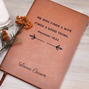 Personalized Wife Journal - Engagement Gift, Fiance Gift, 1st Anniversary Gift for Wife, Valentines gift for Fiance, Christian Wedding Gift