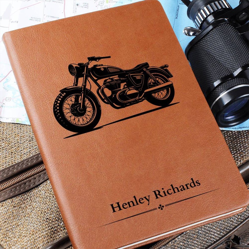 Diário de motocicleta vintage - presente de motocicleta personalizado, presente de dia dos pais, presente para marido, presente para filho, motociclista, Harley, clube imagem 2