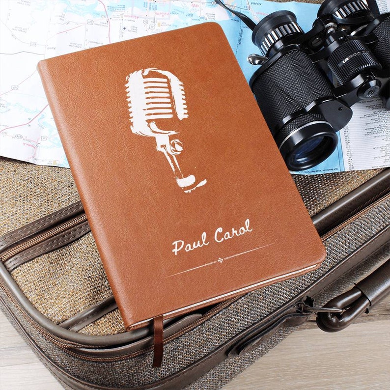 Classic Microphone - Journal Personalized Lyric Journal, Gift for Singer, Songwriter, Gift for Artist, Gift for Podcast, Speaker, Musician image 2