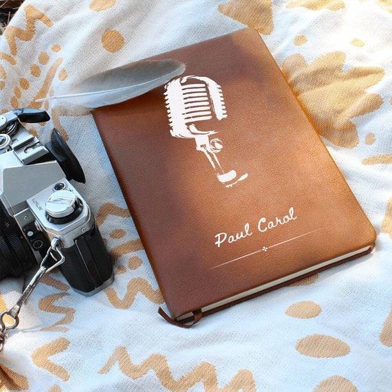 Classic Microphone - Journal Personalized Lyric Journal, Gift for Singer, Songwriter, Gift for Artist, Gift for Podcast, Speaker, Musician