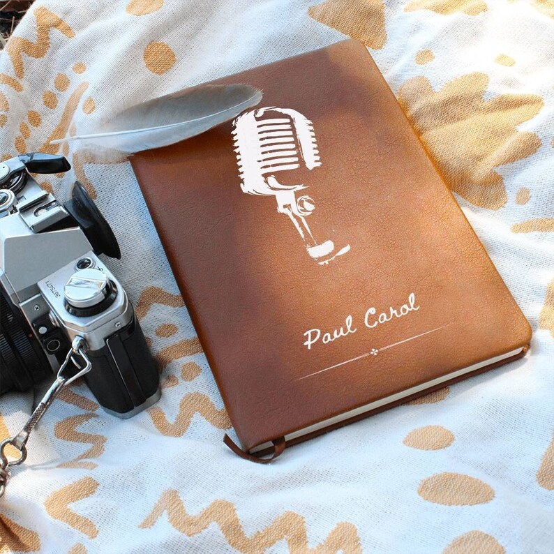 Classic Microphone Journal - Personalized Lyric Journal, Gift for Singer, Songwriter, Gift for Artist, Gift for DJ, Podcast, Speaker