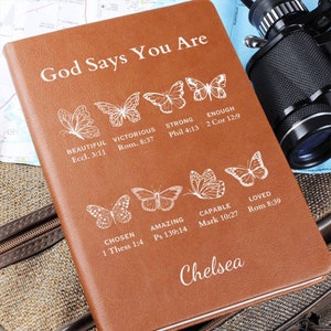 Personalized Butterfly Prayer Journal For Women - Positive Affirmations Journal, Christian Gift, God Says You Are, Religious Gift for Girls image 2