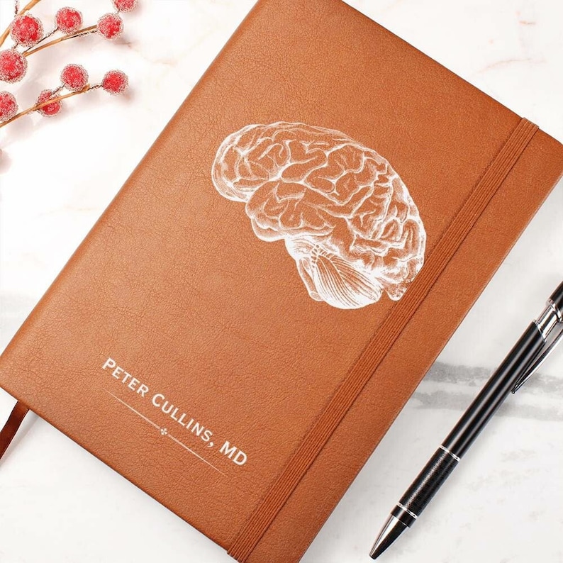 Regalo personalizado para neurólogo: diario personalizado, regalo para enfermera neurológica, diario de anatomía cerebral para graduación de neurología, regalo de graduación de neurociencia imagen 3