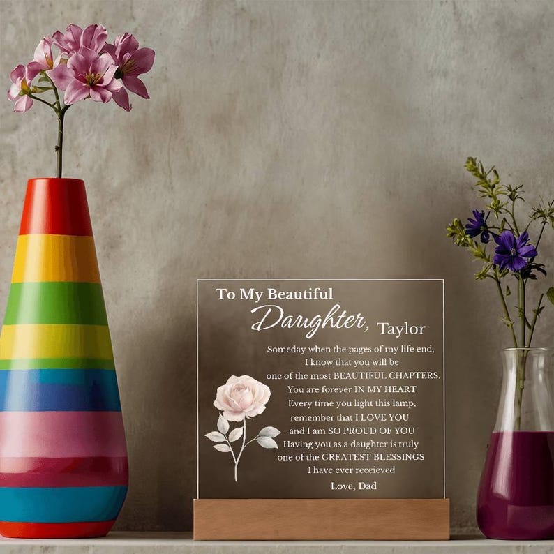 Daughter Sign Personalized My Beautiful Daughter Engraved Acrylic Sign for Daughter ...
