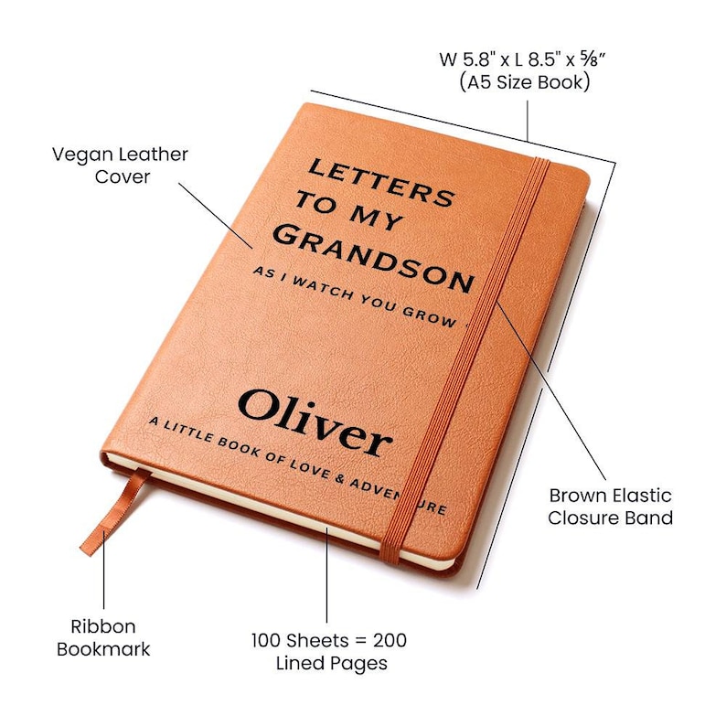 Briefe an meinen Enkel personalisiertes Namensnotizbuch - neue Oma Geschenk, Großeltern personalisiertes Journal, Enkel Geschenk, Oma Erinnerungsbuch Bild 3