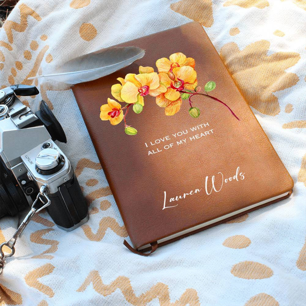 Yellow Orchid Journal - Personalized Valentines Day Gift for Girlfriend, Wife, Personalized Gift, Custom Journal, Valentine&#39;s Day Gift