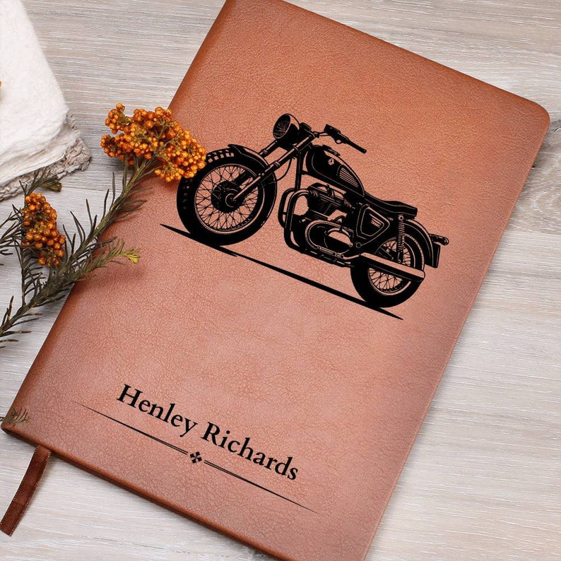 Diário de motocicleta vintage - presente de motocicleta personalizado, presente de dia dos pais, presente para marido, presente para filho, motociclista, Harley, clube imagem 5