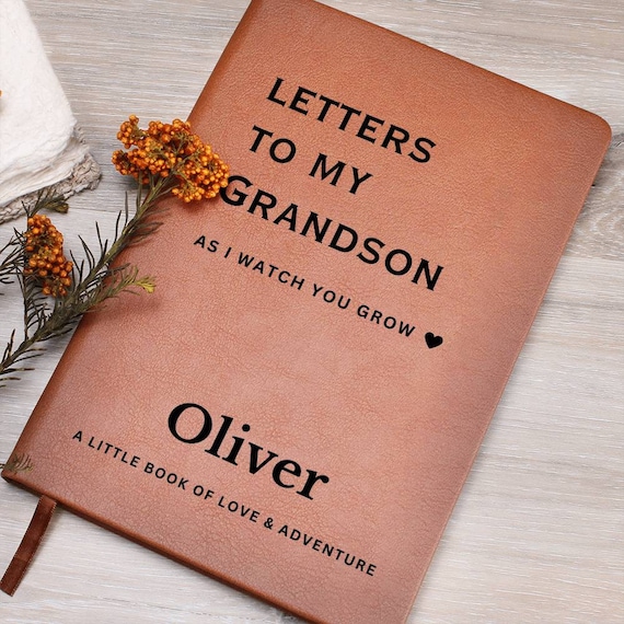 Letters To My Grandson Personalized Name Notebook - New Grandma Gift, Grandparent Personalized Journal, Grandson Gift,  Grandma Memory Book